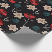 BOHO ABSTRACTE BLOEMEN OP ZWART CADEAUPAPIER (Hoek)