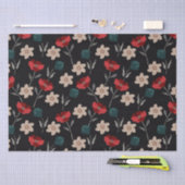 BOHO ABSTRACTE BLOEMEN OP ZWART TISSUEPAPIER (Craft)