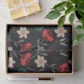 BOHO ABSTRACTE BLOEMEN OP ZWART TISSUEPAPIER (Geschenk)