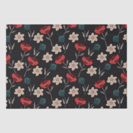 BOHO ABSTRACTE BLOEMEN OP ZWART TISSUEPAPIER