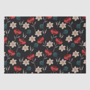 BOHO ABSTRACTE BLOEMEN OP ZWART TISSUEPAPIER