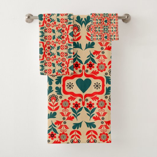 Boho Abstracte Bloemkunst Bad Handdoek (Insitu)