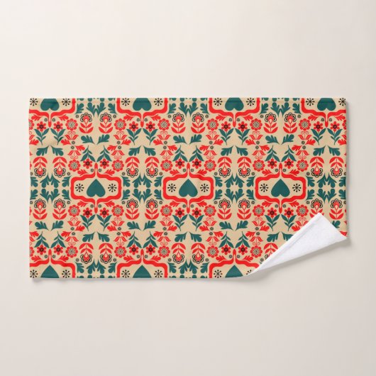 Boho Abstracte Bloemkunst Bad Handdoek (Handdoek)