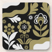 Boho Abstracte Bloemkunst Bier Onderzetter (Voorkant)