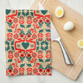 Boho Abstracte Bloemkunst Theedoek (Quarter Fold)