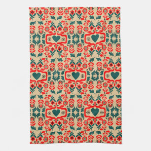 Boho Abstracte Bloemkunst Theedoek