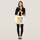 Boho abstracte boodschappentas grote tote bag (Voorkant (model))