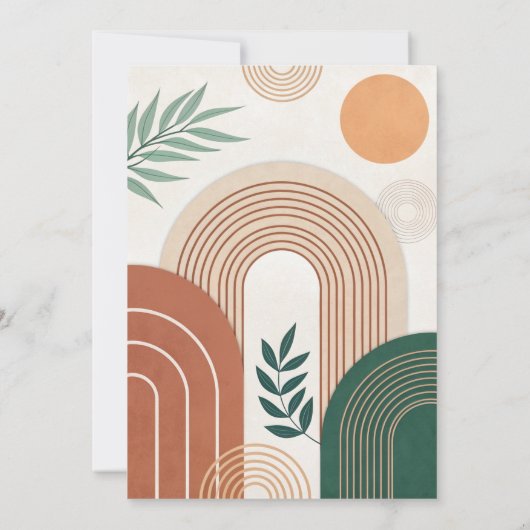 Boho Abstracte boog bruiloft Kaart (Achterkant)