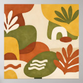 Boho Abstracte Botanische Kunst Poster (Voorkant)