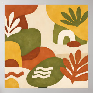 Boho Abstracte Botanische Kunst Poster