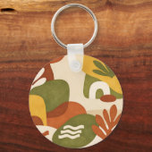 Boho Abstracte Botanische Kunst Sleutelhanger (Achterkant)