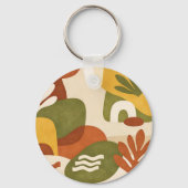 Boho Abstracte Botanische Kunst Sleutelhanger (Achterkant)