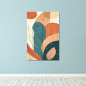 Boho Abstracte Botanische Moderne Minimaal Wandkun Canvas Afdruk (Insitu (Houten vloer))