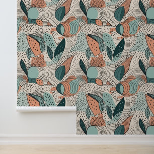 Boho abstracte Doodles Lines Stippen Behang