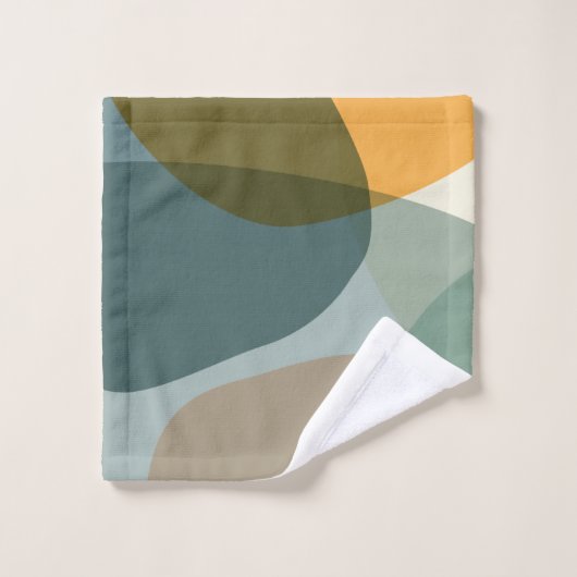 Boho Abstracte geometrische vormen Blauw en Geel Bad Handdoek (Wasdoekje)