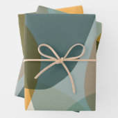 Boho Abstracte geometrische vormen Blauw en Geel Inpakpapier Vel (In situ)