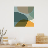 Boho Abstracte geometrische vormen Blauw en Geel Poster (Keuken)