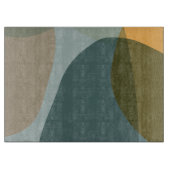 Boho Abstracte geometrische vormen Blauw en Geel Snijplank (Voorkant)