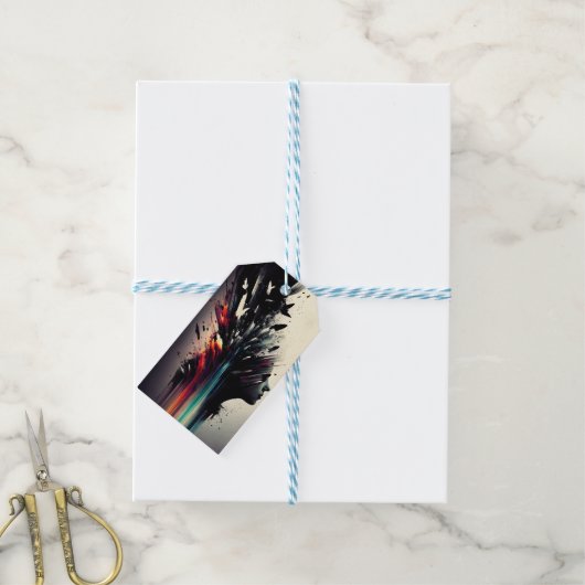 Boho abstracte kunst met meisjesgezicht cadeaulabel (Met Touw)