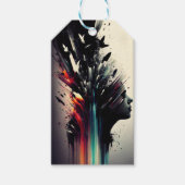 Boho abstracte kunst met meisjesgezicht cadeaulabel (Voorkant)