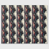 Boho abstracte kunst met meisjesgezicht cadeaupapier (Vlak)