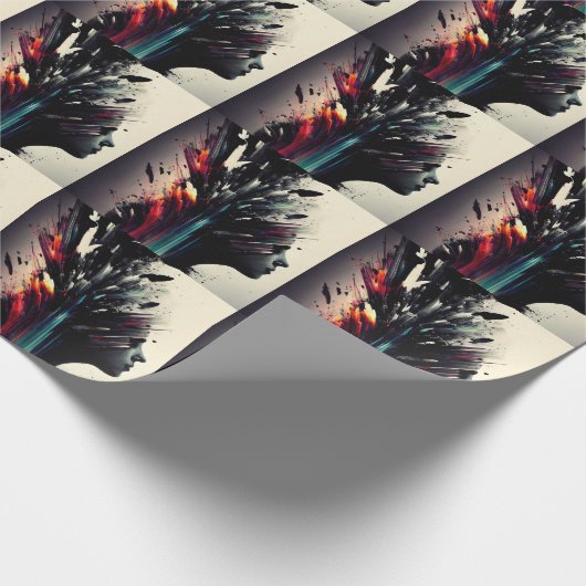 Boho abstracte kunst met meisjesgezicht cadeaupapier (Hoek)