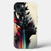 Boho abstracte kunst met meisjesgezicht Case-Mate iPhone case (Achterkant)