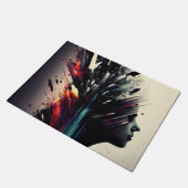 Boho abstracte kunst met meisjesgezicht deurmat (Schuin)