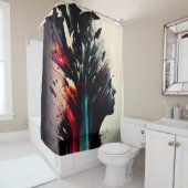 Boho abstracte kunst met meisjesgezicht douchegordijn (In situ)