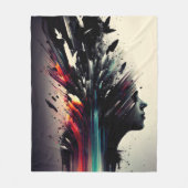 Boho abstracte kunst met meisjesgezicht fleece deken (Voorkant)
