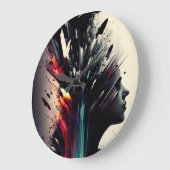 Boho abstracte kunst met meisjesgezicht grote klok (Hoek)