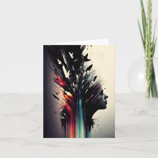 Boho abstracte kunst met meisjesgezicht kaart (Voorkant)