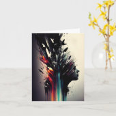 Boho abstracte kunst met meisjesgezicht kaart (Gele Bloem)