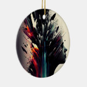 Boho abstracte kunst met meisjesgezicht keramisch ornament (Rechts)