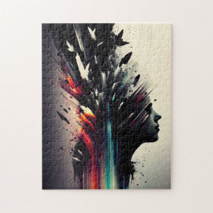 Boho abstracte kunst met meisjesgezicht legpuzzel