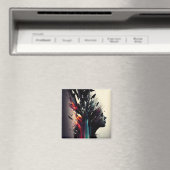 Boho abstracte kunst met meisjesgezicht magneet (Insitu (Vaatwasser))