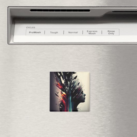 Boho abstracte kunst met meisjesgezicht magneet (Insitu (Vaatwasser))