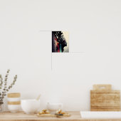 Boho abstracte kunst met meisjesgezicht poster (Keuken)