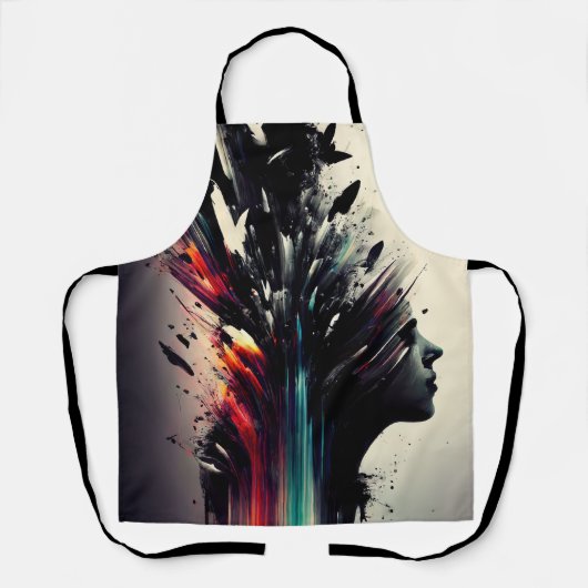 Boho abstracte kunst met meisjesgezicht schort (Voorkant)