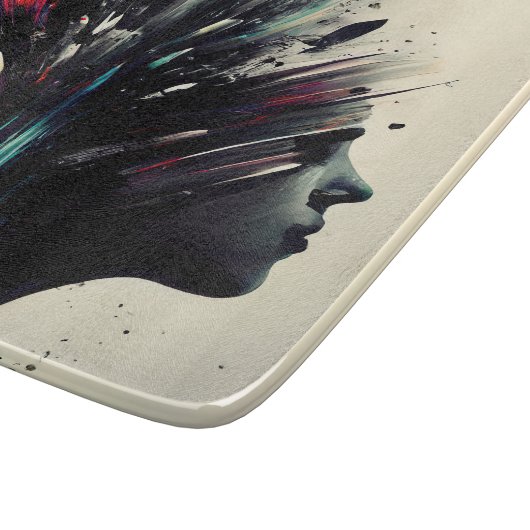 Boho abstracte kunst met meisjesgezicht snijplank (Hoek)