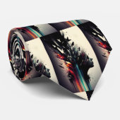 Boho abstracte kunst met meisjesgezicht stropdas (Opgerold)