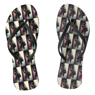 Boho abstracte kunst met meisjesgezicht teenslippers