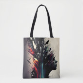 Boho abstracte kunst met meisjesgezicht tote bag (Voorkant)