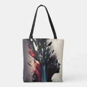 Boho abstracte kunst met meisjesgezicht tote bag (Achterkant)