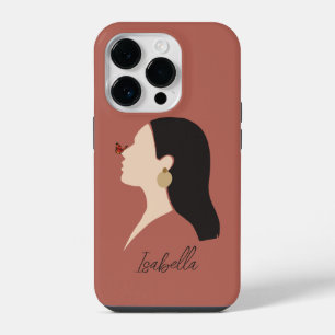 Boho Abstracte Kunst Vrouw Illustratie , Aardetint iPhone 14 Plus Hoesje