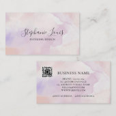 Boho Abstracte Lavendel Paarse Waterverf | QR-code Contactkaartje (Voorkant / Achterkant)