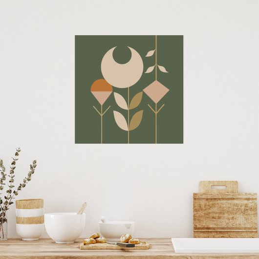 Boho Abstracte Lelie Poster (Keuken)