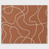 Boho Abstracte Lijn Kunst Inpakpapier | Terracotta (Vlak)