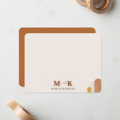 Boho Abstracte Modern Couple Monogram Initialen Notitiekaartje (Voorkant / Achterkant in situ)