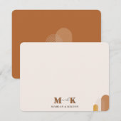Boho Abstracte Modern Couple Monogram Initialen Notitiekaartje (Voorkant / Achterkant)